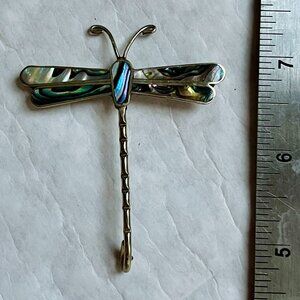 Silver and Abalone dragon fly pin